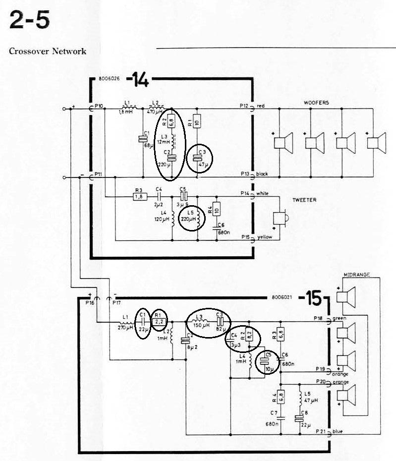 Delefilter Penta 1 Beovox 6611 & Beolab Type 6601 (ændringer)