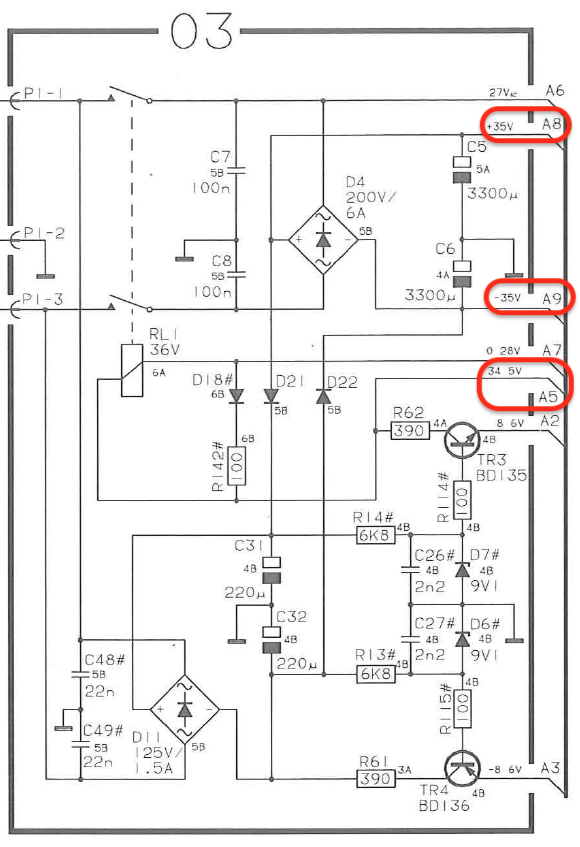 BeoLab 6000 - PCB3 Voltages (Marked)